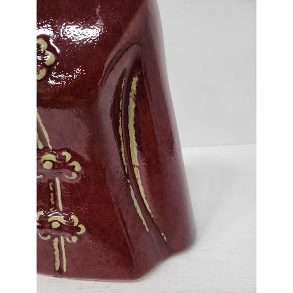 Vintage Japanese Asian Jacket Large Ceramic Figural Vase Red Mid Century Modern - Picture 3 of 12